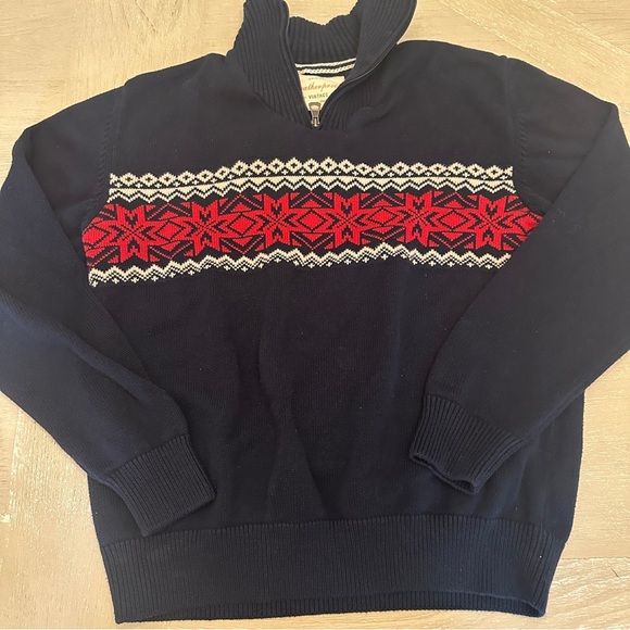 Weatherproof Blue and Red Zip Up Sweater Nordic Pattern - Picture 1 of 4